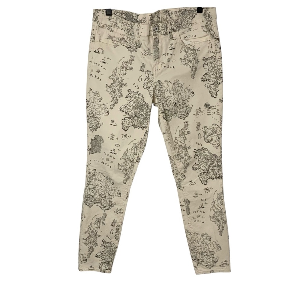 Madewell Women’s 10 Map Print Skinny Ankle Size 30 Jeans Pants Neutral Quirky